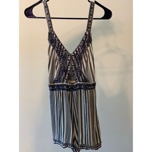 Blue & White Striped Romper